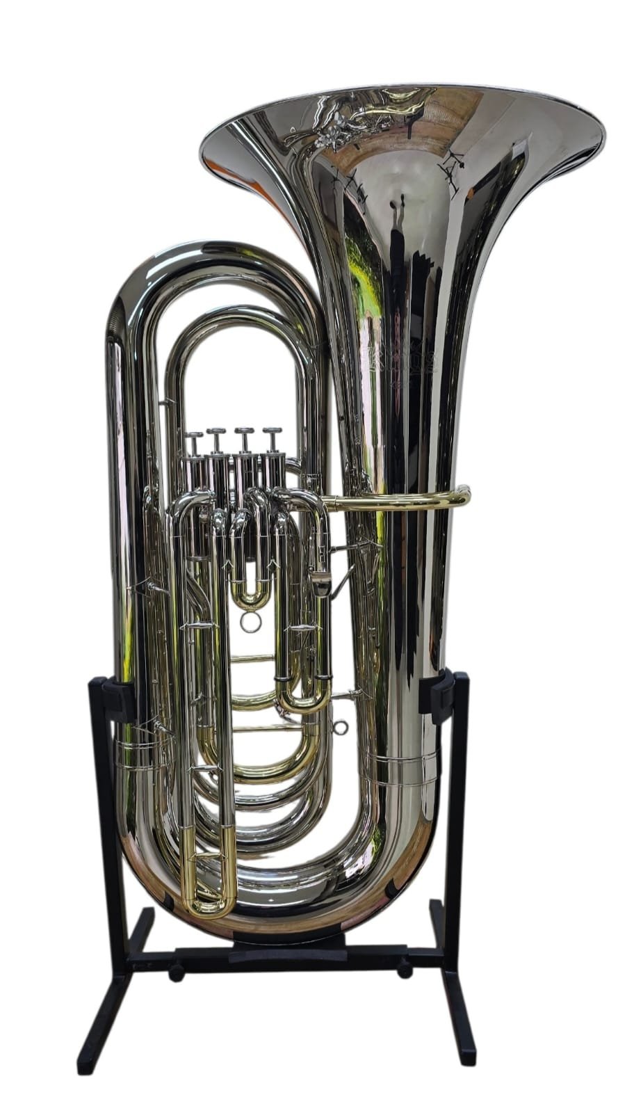 Tuba Kings Brasil KB81 4/4 4 Pistos Niquelada C/ detalhes Laqueado Sib (Usada)